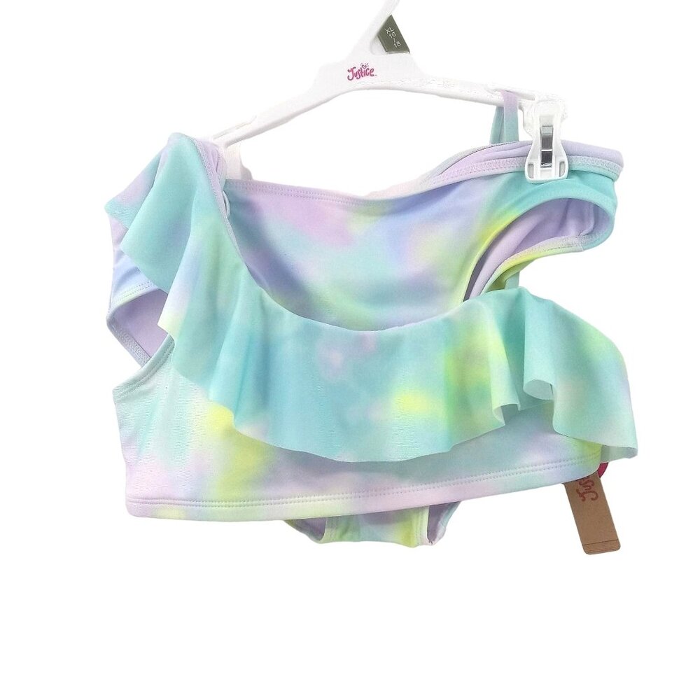 New Justice Girls Pastel Ruffled Bikini L 12 14 Ombre Purple Blue  Asymmetrical